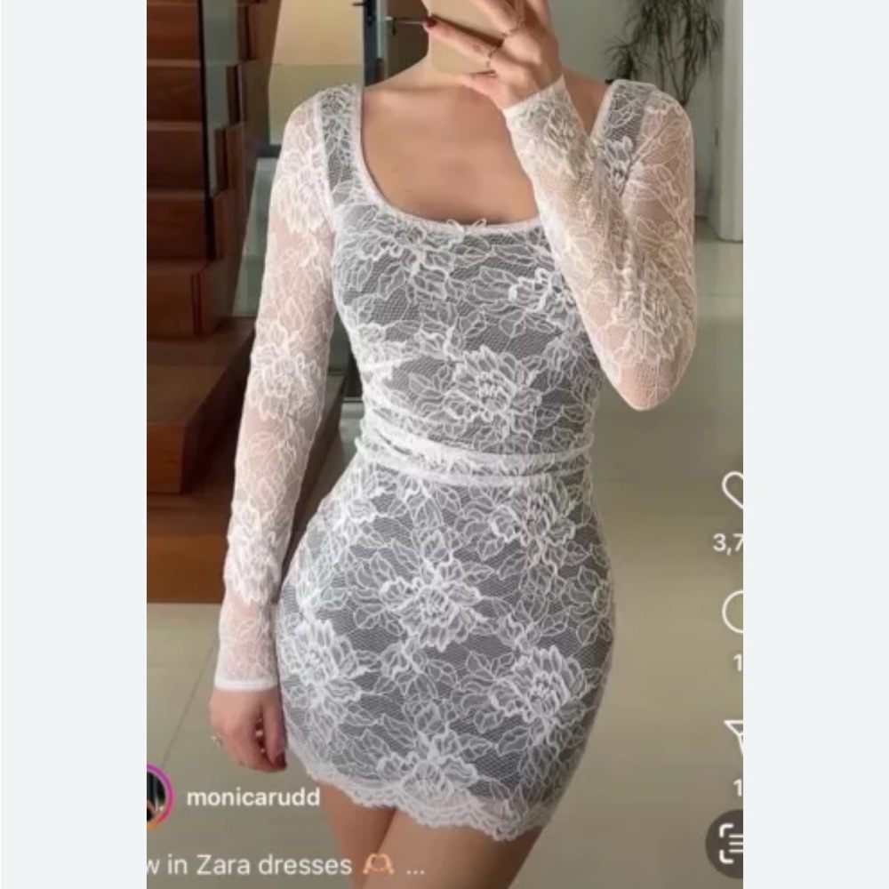 Zara Lace Long Sleeve Mini Dress